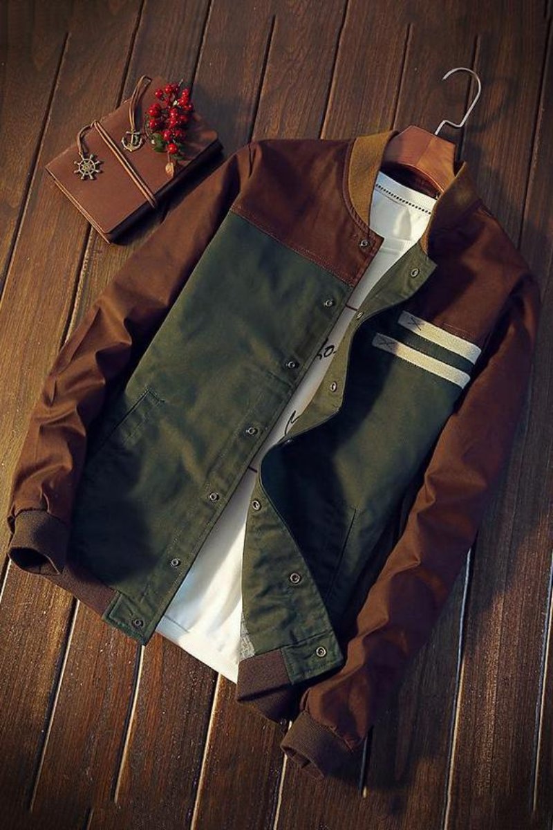 Bomber Bicolore Stile Baseball
